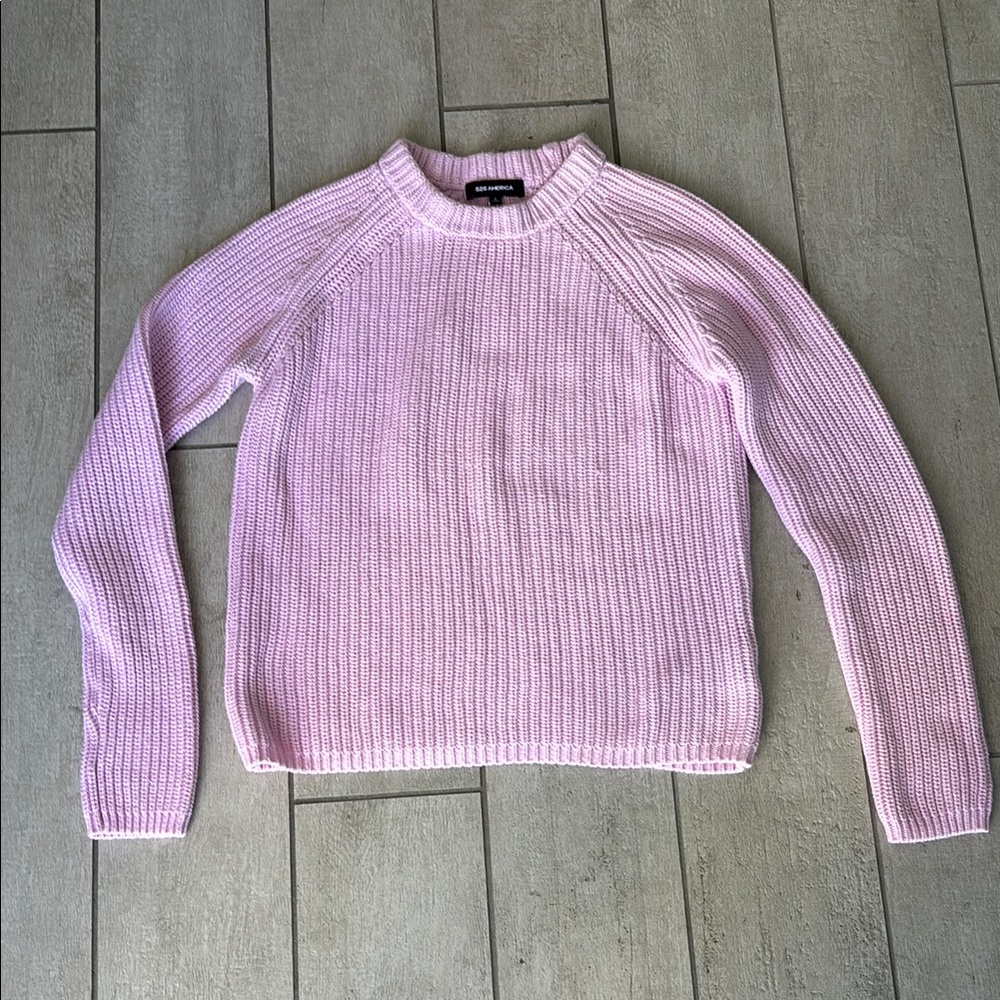 525 America Pink Sweater with Textured Ribbed Knit